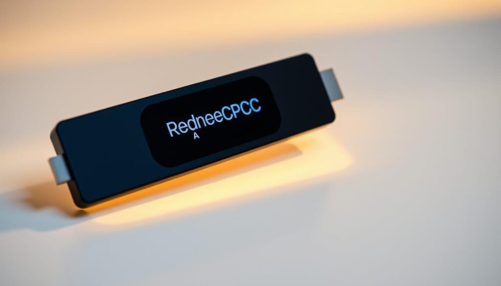 A high-definition IPTV stick with a prominent redemption code displayed on its sleek, modern surface. The stick is centered in the frame, casting a soft, diffused glow from a delicate light source, creating a warm, inviting atmosphere. The background is lightly blurred, allowing the code to be the focal point, drawing the viewer's attention. The overall composition is clean, minimalist, and well-balanced, showcasing the product in a premium, aspirational manner that aligns with the article's subject and section title.
