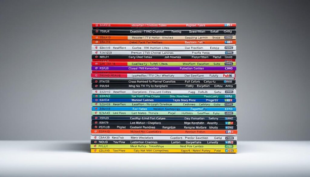 A well-lit, high-resolution image of a stacked series of colorful m3u playlist files, representing the advantages of using an IPTV m3u list to access a wide variety of premium TV channels. The files are arranged in an organized, visually appealing manner, conveying the comprehensive nature and convenience of the m3u list. The scene is set against a clean, minimalist background, allowing the m3u files to take center stage and highlight their benefits. The lighting is soft and diffused, creating a professional, polished aesthetic. The overall mood is one of efficiency, accessibility, and the power of a curated IPTV m3u list.
