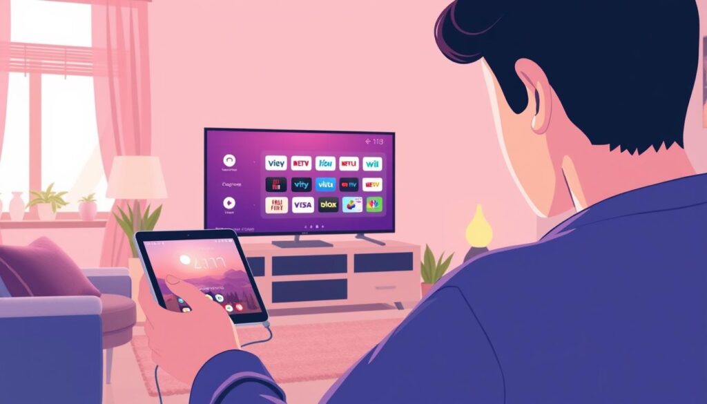 An image of a person using Set IPTV on their device