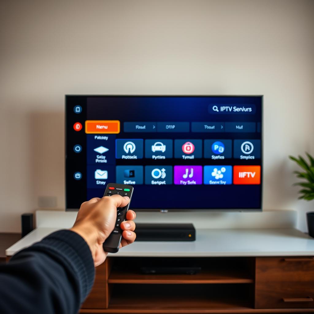 Benutzerfreundliche Oberfläche einer IPTV Box mit Fernbedienung