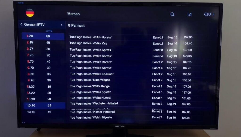 Bild einer deutschen IPTV Playlist M3U auf einem Bildschirm