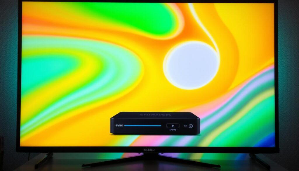 Ein Bild eines IPTV-Players auf einem Fernseher