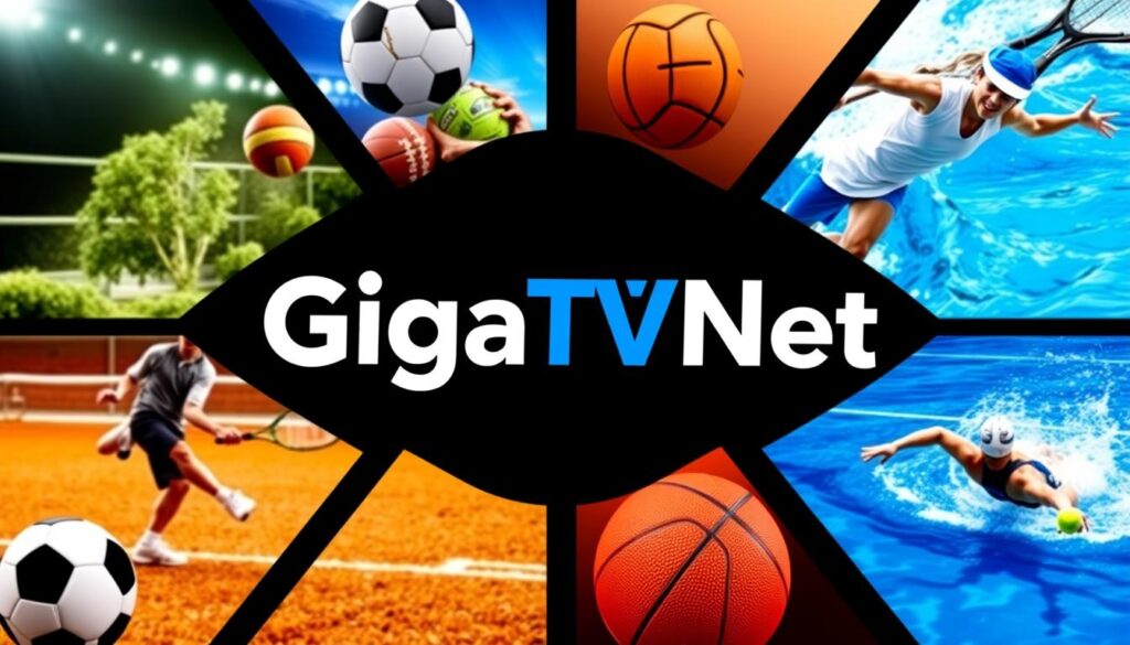 Ein Bild von GigaTV Net Logo mit verschiedenen Sportarten