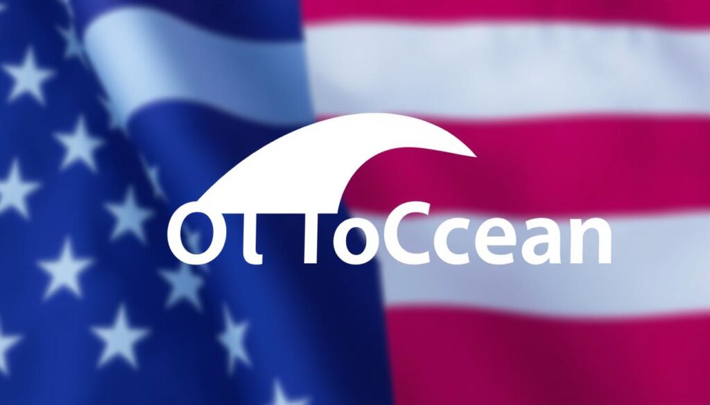 Ein Bild von OTTOcean-Logo mit US-Flagge im Hintergrund