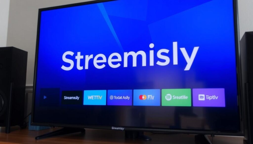 Ein Bild von Streamisly IPTV auf einem Fernsehgerät