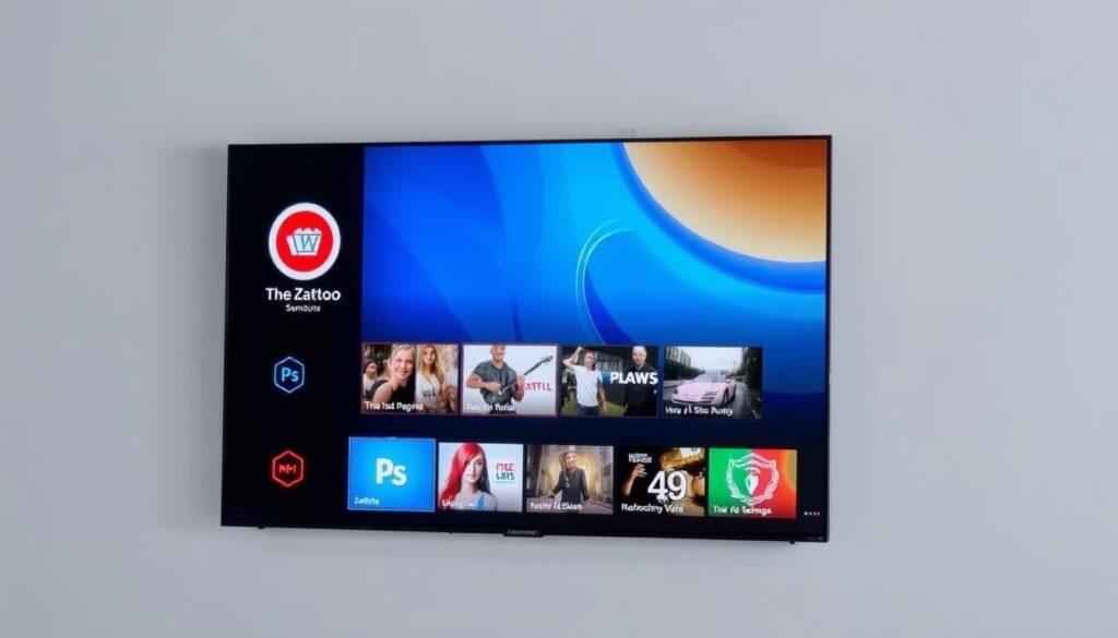 Ein Bild von der Zattoo-App auf einem Samsung TV