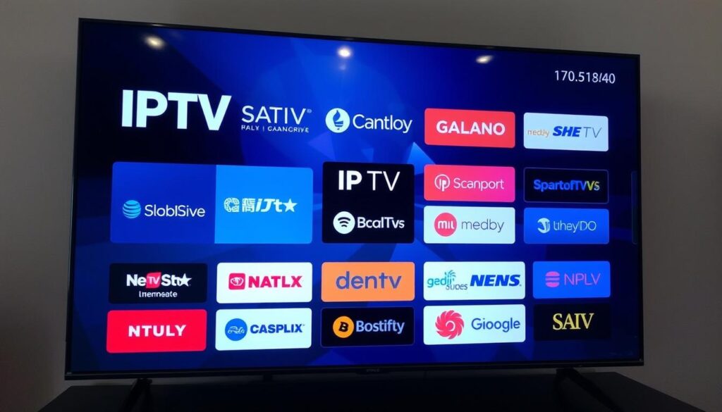 Ein Bild von verschiedenen IPTV-Anbietern auf einem Bildschirm