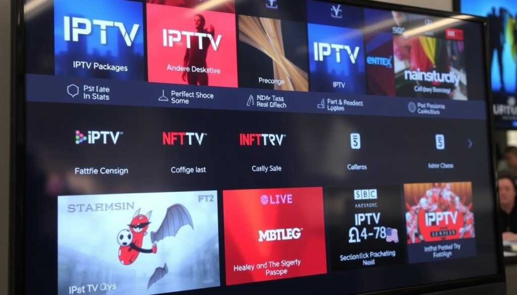 Ein Bild von verschiedenen IPTV-Paketen auf einem Bildschirm