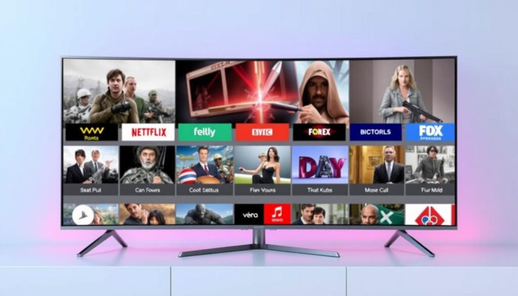 Einzelnes IPTV-Abonnement mit Zugang zu über 80.000 Live-Kanälen und VOD-Inhalten auf einem Bildschirm.