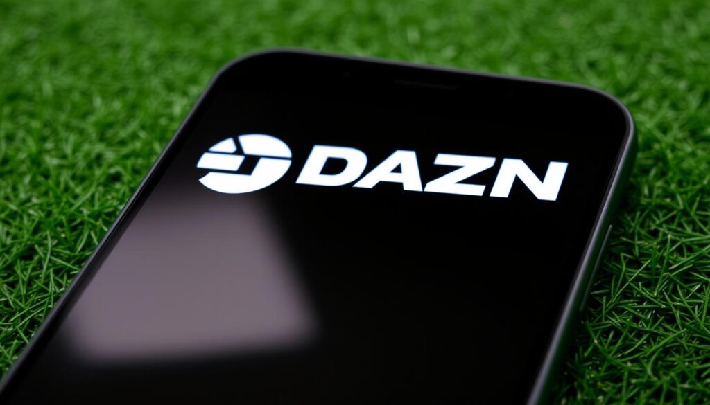 Generiere ein Bild von DAZN-Logo auf einem Smartphone-Bildschirm