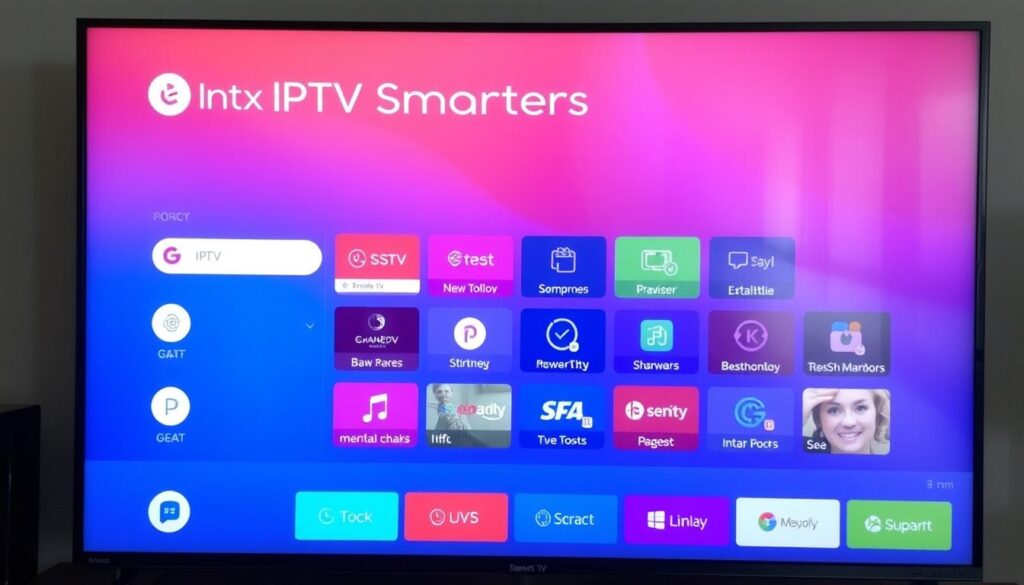 Generiere ein Bild von IPTV Smarters Pro auf einem Smart TV