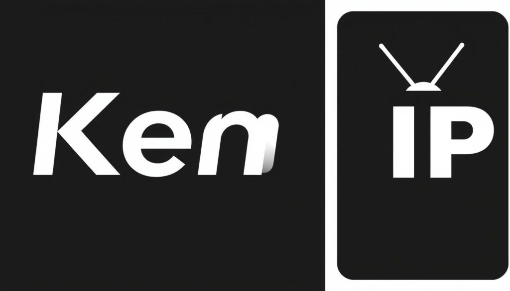 Generiere ein Bild von Kemo IPTV-Logo mit internationalem TV-Symbol