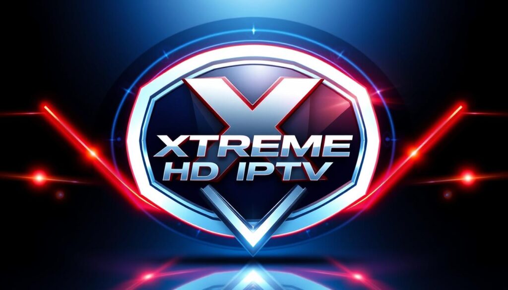 Generiere ein Bild von Xtreme HD IPTV Logo mit einer modernen, futuristischen Gestaltung