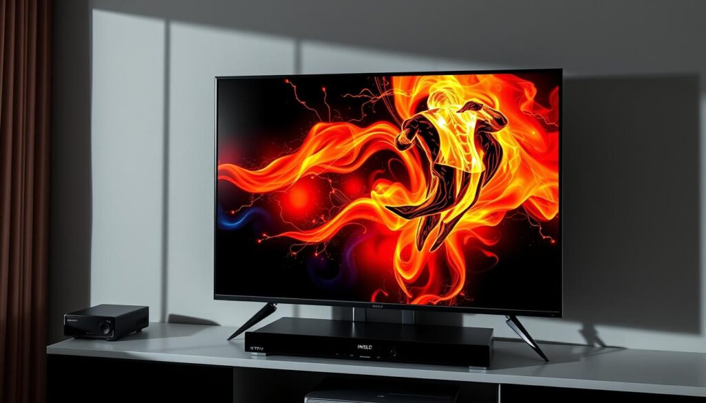 Generiere ein Bild von Xtreme HD IPTV auf einem modernen Fernsehgerät
