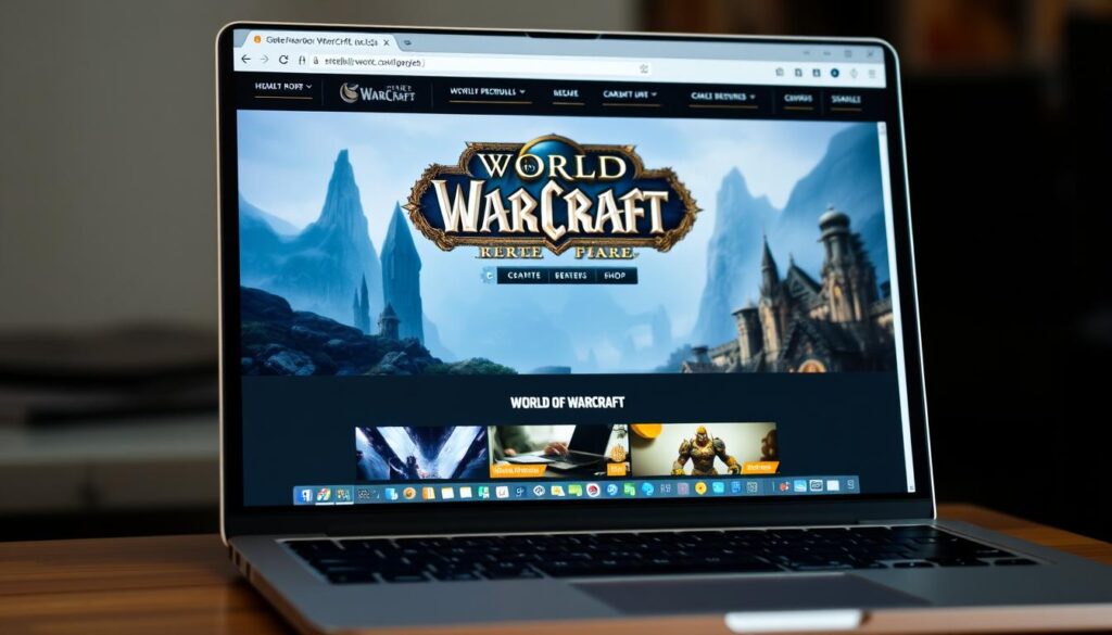 Generiere ein Bild von einem Laptop mit der WOW-Website geöffnet