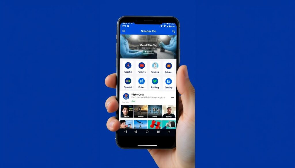 Generiere ein Bild von einem Smartphone, das die IPTV Smarters Pro App zeigt.