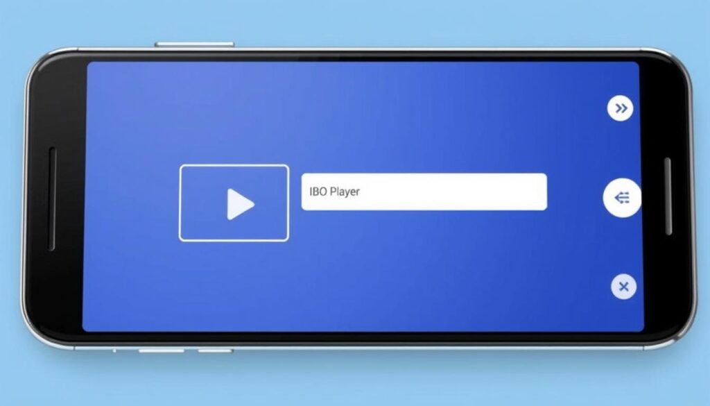 Generiere ein Bild von einem Smartphone mit der IBO Player App auf dem Bildschirm
