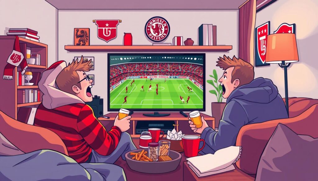 Image of a sports fan watching Bundesliga on IPTV