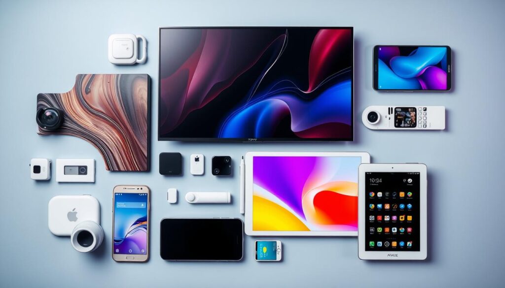 Image of various devices like Smart-TVs, smartphones, and tablets